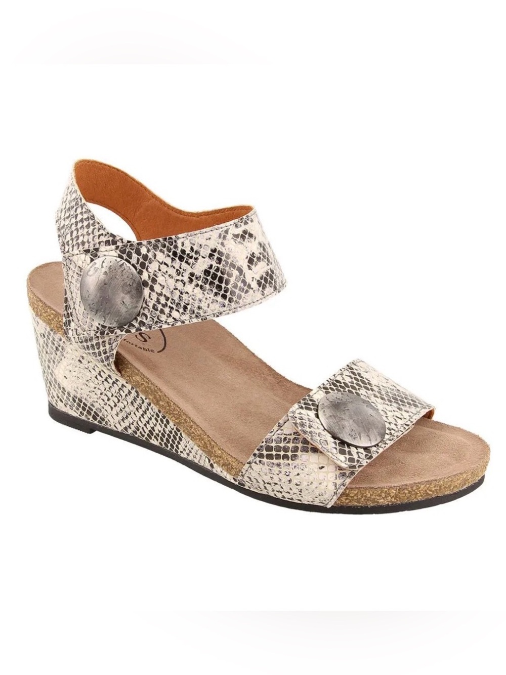 Taos Carousel 2 Women’s Wedge Sandals Snake Print Adj. Straps Comfort Size 9-9.5